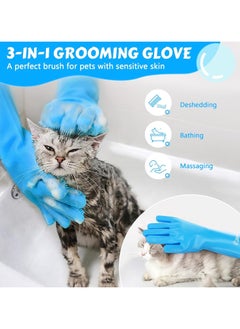 Generic Pet Grooming Gloves, Dog Washing Gloves with High-Density Teeth, Heat Resistant Silicone Cat Hair Remover with Enhanced Five Finger Design, Bathing and Massaging for Dogs and Cats  - Image 2