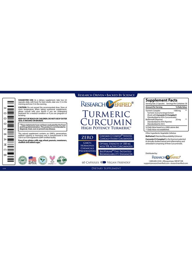 research verified Turmeric Curcumin Lift Mood Boost Antioxidant Levels Protect Immune System Bioperine 60 Capsules Made In The Usa - Image 3