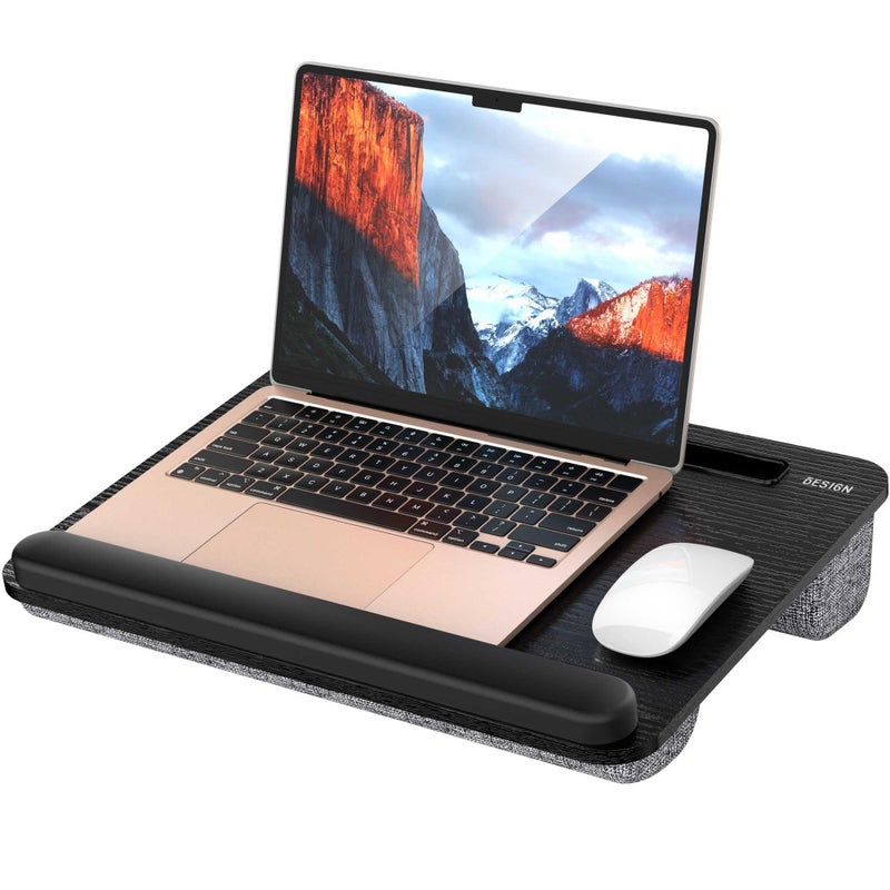 Besign LT08 Laptop Stand, Portable Lap Desk with Pillow Cushion, Fits up to 14 inch Laptop, with Anti-Slip Strip for Desk, Sofa & Bed, Black and Gray - Image 1