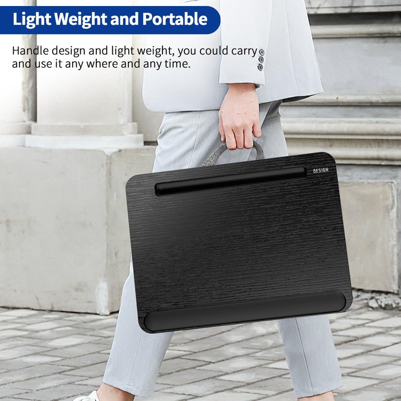 Besign LT08 Laptop Stand, Portable Lap Desk with Pillow Cushion, Fits up to 14 inch Laptop, with Anti-Slip Strip for Desk, Sofa & Bed, Black and Gray - Image 4