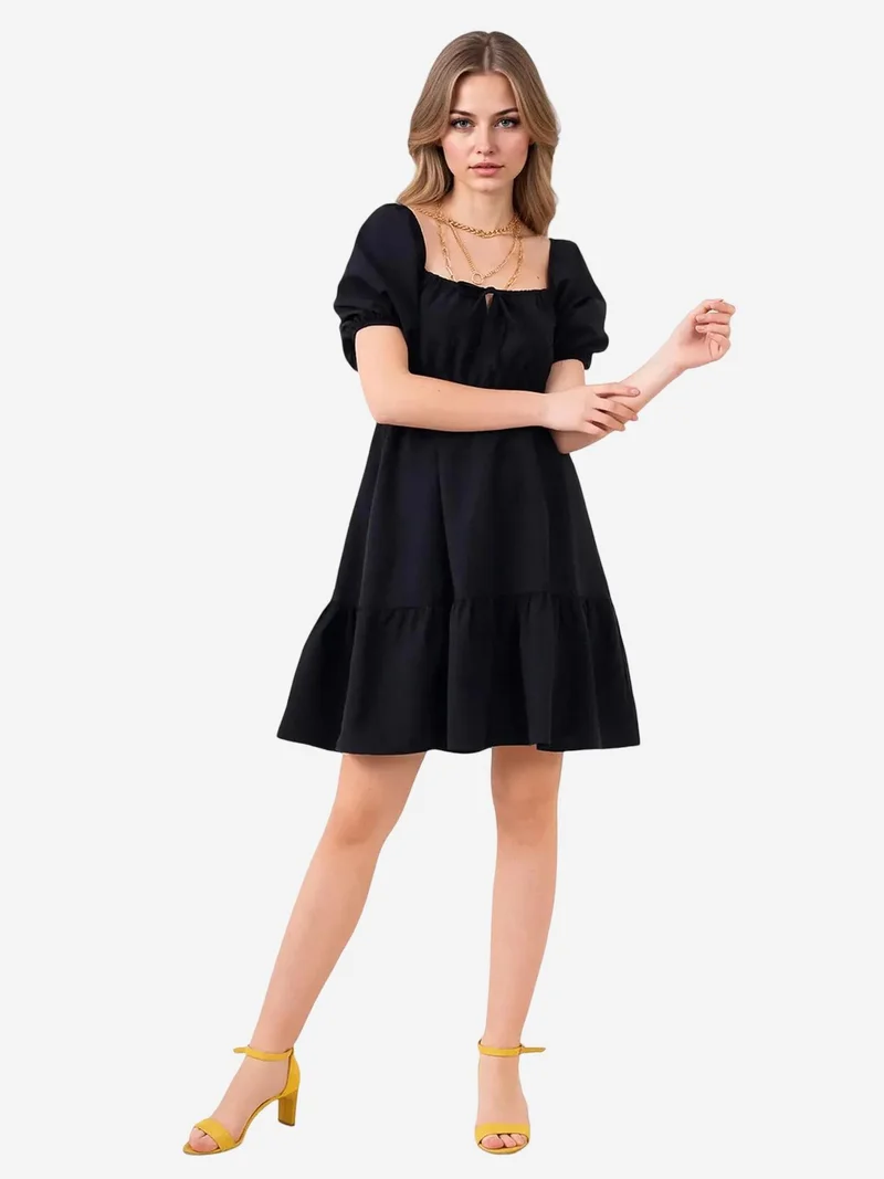 BIG DART BDART Square Neck A-Form Mini Dress with Bow