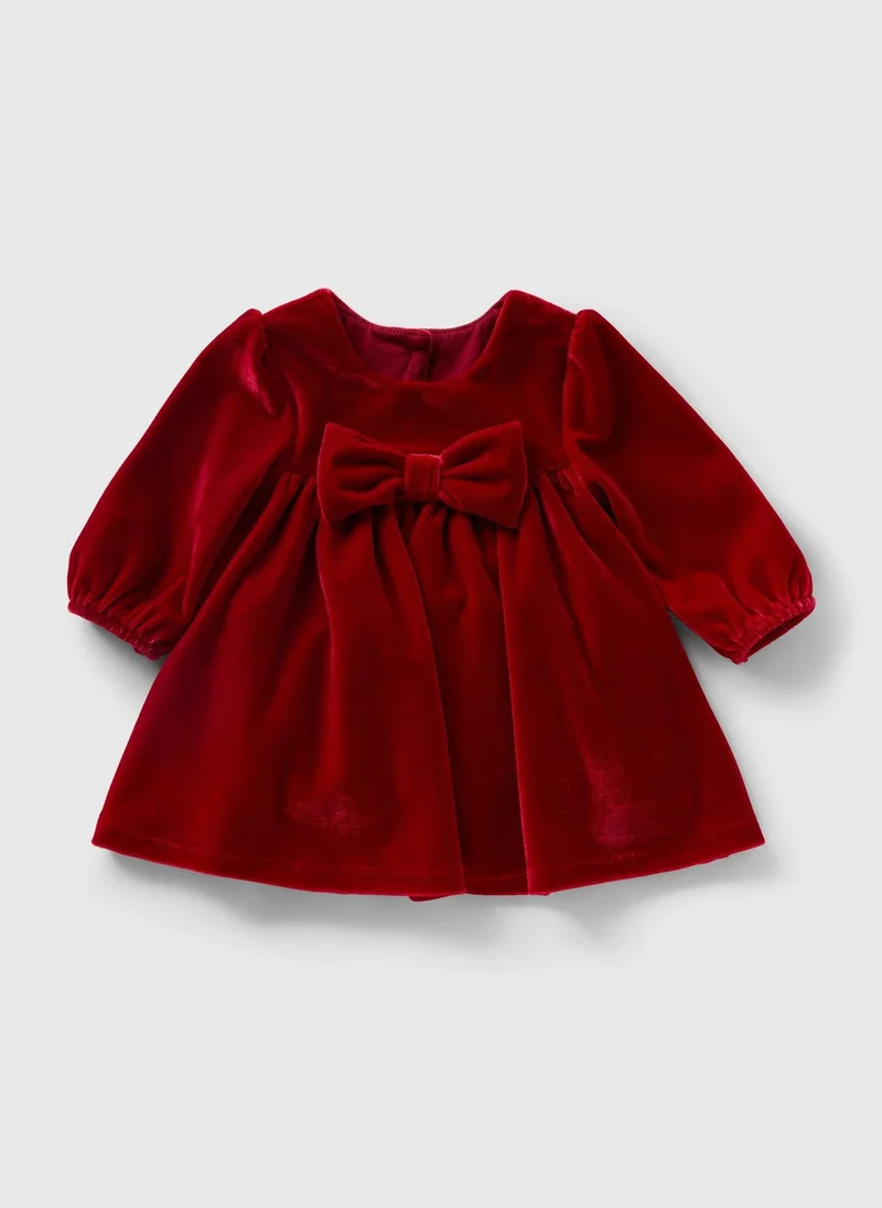 ماتلان Baby Red Velour Bow Dress