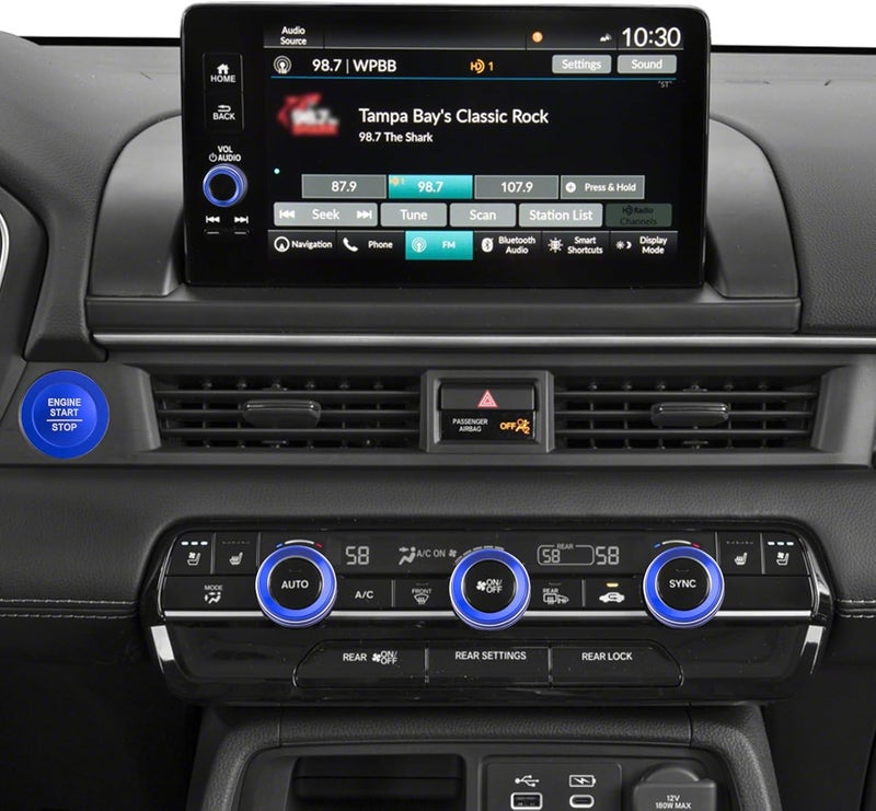 HDUFC Suitable for Honda Pilot 2023 2024 2025 Air Conditioning Control Volume Knob Adjustment Knob Cover, Start Button Cover/Ring, Car Interior Trim 6 Pieces/Set (Blue) - Image 5