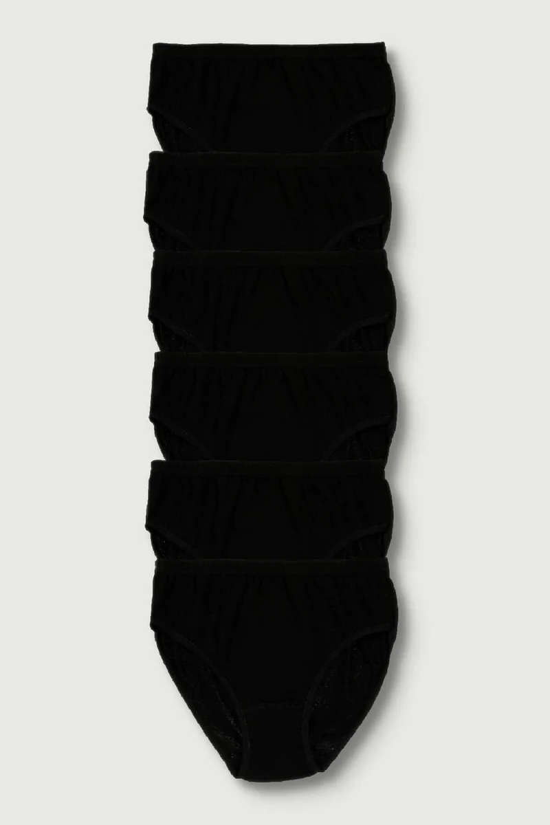 توتكو Passion 6 Pack High Waist Rib Women Cotton Bato Panties