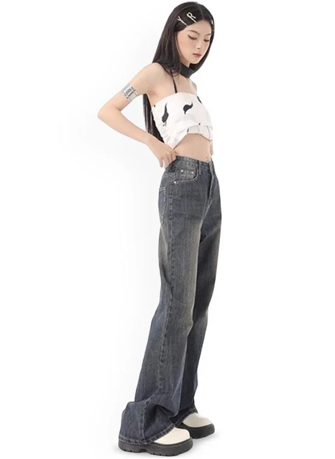YUNIQEE Black Cotton Flared High-Rise Jeans