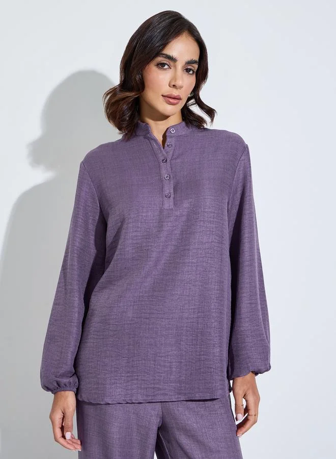 Amirah Purple Oversized Longline Top and Pants Modest Set