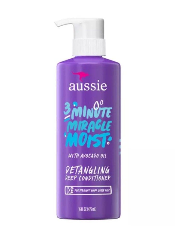 Aussie 3 Minute Miracle Moist Deep Conditioner with Avocado Oil for Curly Hair 475ml