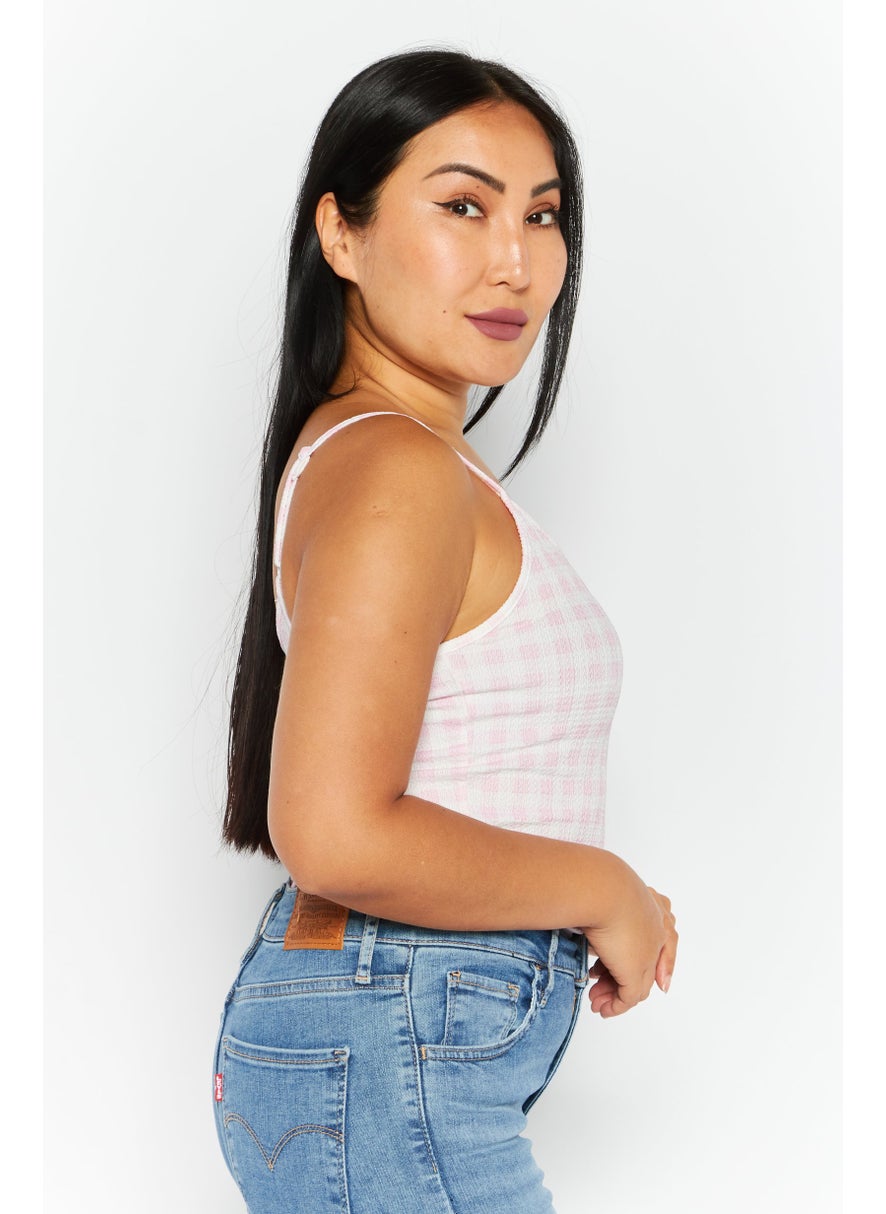 VERO MODA - Women Gingham Pattern Sleeveless Bodysuits, White - Image 1