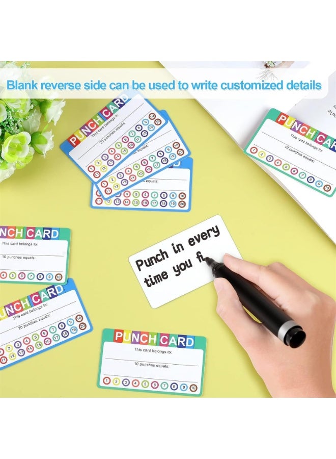 LAMAY Punch Cards for Classroom, 200 Pack Kids Behavior Reward Punch Cards, Incentive Punch Card for kids, Business, Students, Teachers, 2 Styles - Image 2