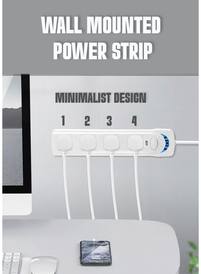 بست سلك تمديد كهربائي بطول 5 أمتار مع مقبس كهربائي رباعي | يدعم حمل يصل إلى ١٧٠٠ واط | جهد كهربائي 220-240 فولت | قابس 13 أمبير | شريط كهربائي متين للاستخدام الآمن في المنزل | المكتب وأجهزة الكمبيوتر والأجهزة الصغيرة - Image 3