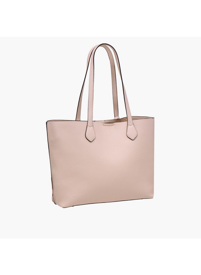 Celeste Women Monogram Textured Tote Bag with Pouch and Zip Closure  - Image 4