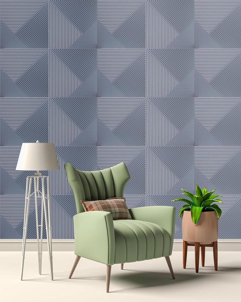 ASKCREW 3D Wood-Silver PVC Wall Panels for Home, Living Room, cafes (50x50 cm) (Cover Area 2.7 feet) (Gray) - Image 2