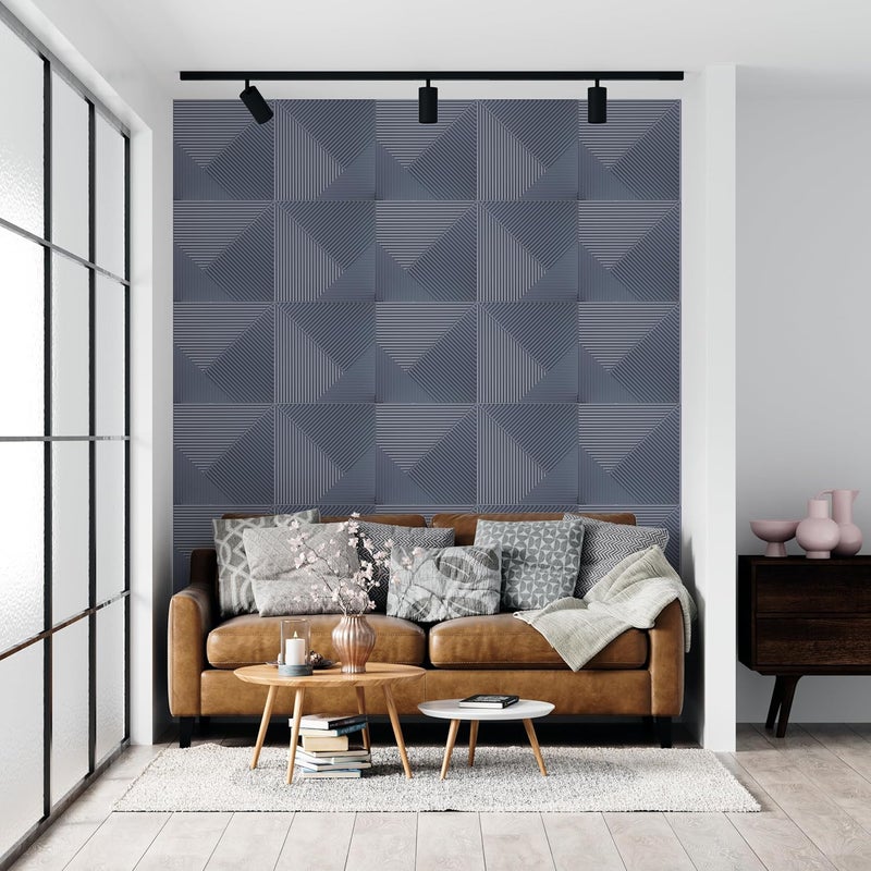 ASKCREW 3D Wood-Silver PVC Wall Panels for Home, Living Room, cafes (50x50 cm) (Cover Area 2.7 feet) (Gray) - Image 3
