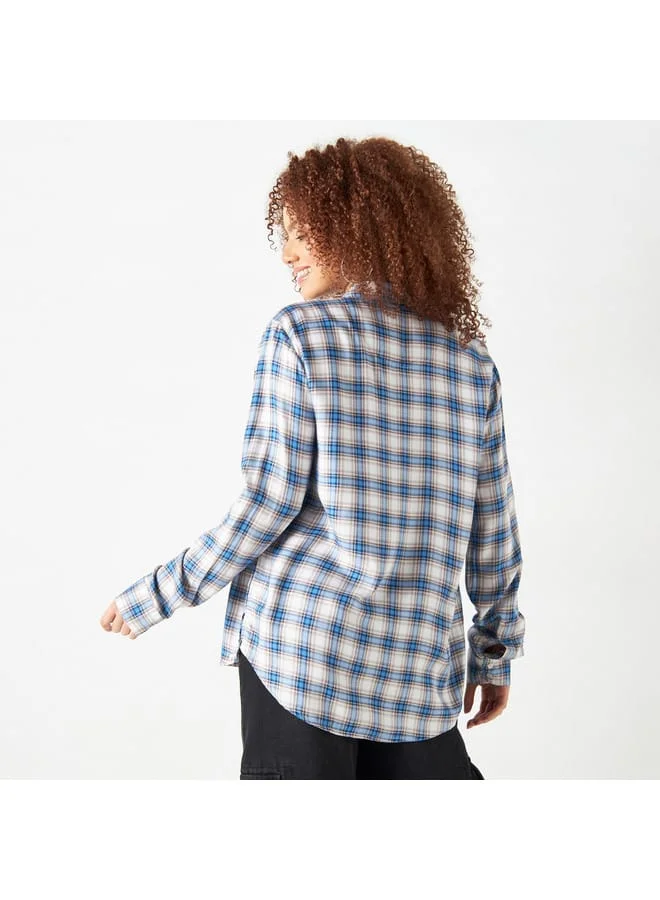 Lee Cooper Lee Cooper Checked Shirt with Roll-Up Sleeves and Pocket