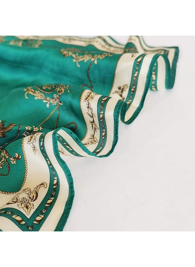FONYVE 100% Mulberry Silk Scarfs for Women - Lightweight Square Satin Head Scarf - Small Silk Hair Scarf for Sleeping 21" x 21", 04 Chain Green, S - Image 2
