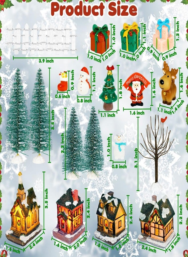 Warmtree 22 Pcs Christmas Village Houses Set, Resin Christmas Scene Village Town, Santa Tree Picket Fence Snow Figurines Accessories for Holiday Home Garden Office Festival Decor - Image 2