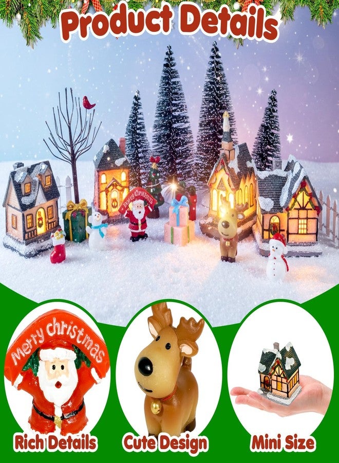 Warmtree 22 Pcs Christmas Village Houses Set, Resin Christmas Scene Village Town, Santa Tree Picket Fence Snow Figurines Accessories for Holiday Home Garden Office Festival Decor - Image 3