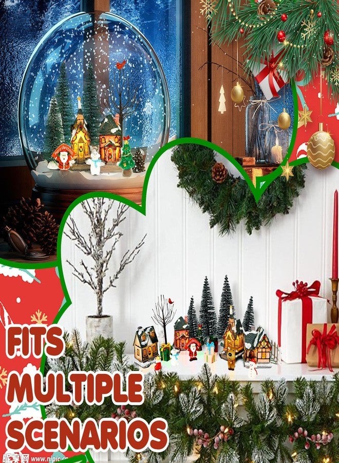 Warmtree 22 Pcs Christmas Village Houses Set, Resin Christmas Scene Village Town, Santa Tree Picket Fence Snow Figurines Accessories for Holiday Home Garden Office Festival Decor - Image 5