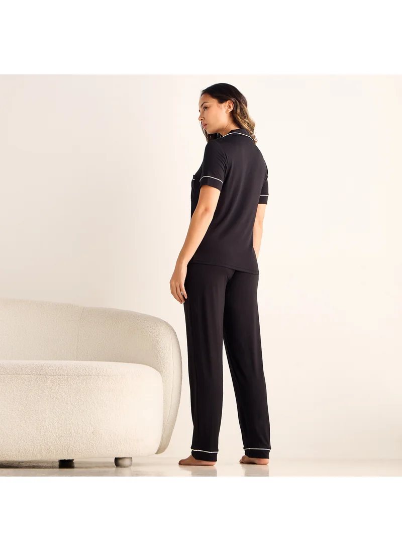 أدريا Aadaraya Piping Detail Pyjama Set
