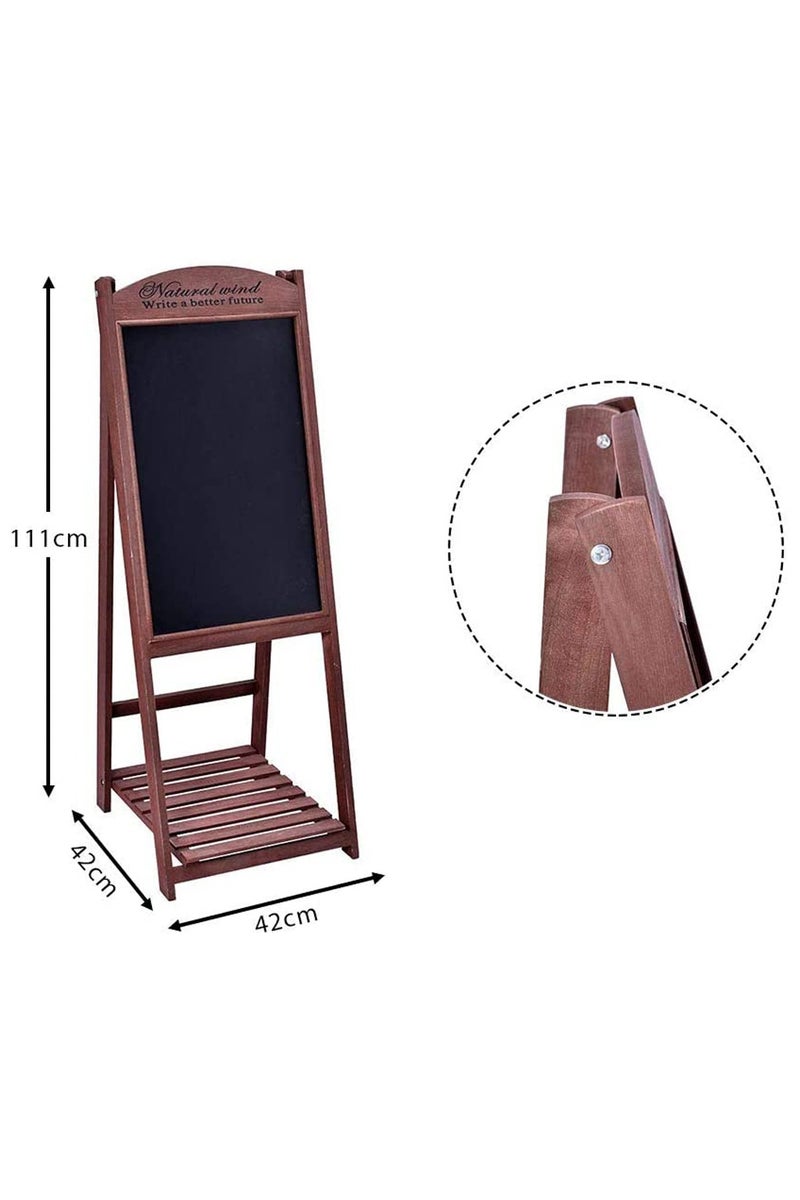 LINGWEI Chalkboard Wooden Foldable Black Board Hand Writing Chalk Board with Flower Pot Holder Notice Board Outdoor Display Stand - Image 4