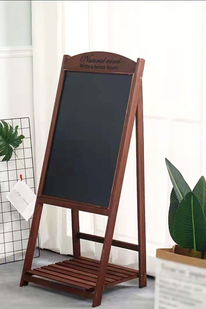 LINGWEI Chalkboard Wooden Foldable Black Board Hand Writing Chalk Board with Flower Pot Holder Notice Board Outdoor Display Stand - Image 2