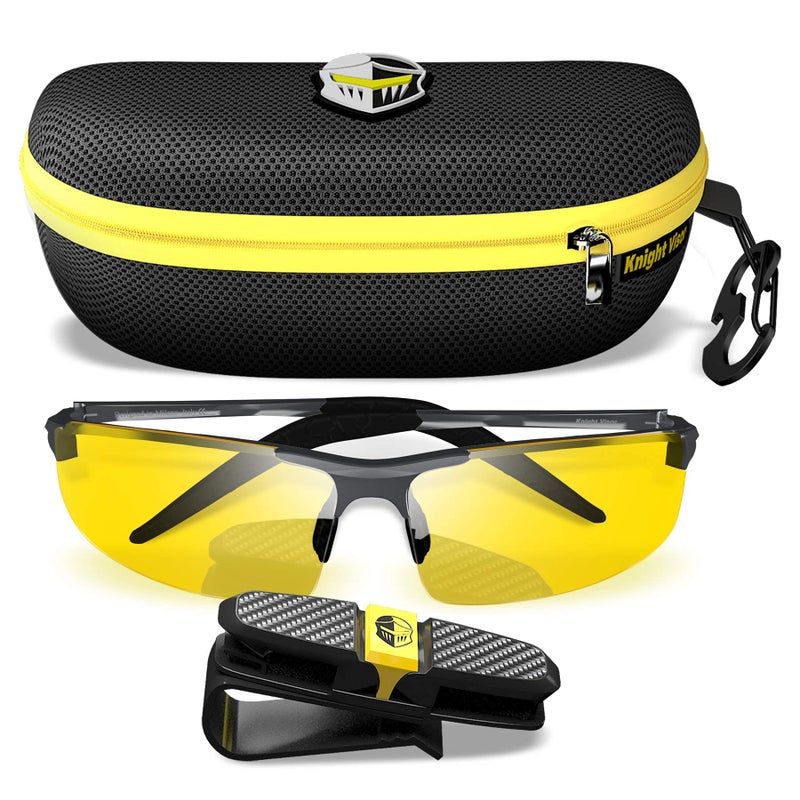 BLUPOND Night Driving & Sports Glasses - HD Yellow Vision for Maximum Clarity - Unisex Visor - Titanium Frame