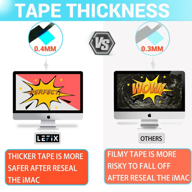 LeFix Replacement LCD Panel Adhesive Tape Strip Sticker + Opening Wheel Tool Kit for iMac 27 inch A1419 Year 2012 2013 2014 2015 - Image 3