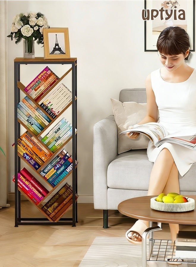 أوبتيا رف كتب على شكل شجرة - منظم تخزين كتب على شكل شجرة مكون من 9 طوابق مع أرجل قابلة للتعديل للكتب ذات الغلاف الصلب، غرفة معيشة عتيقة، بانتظار الحصول على براءة الاختراع - Image 2