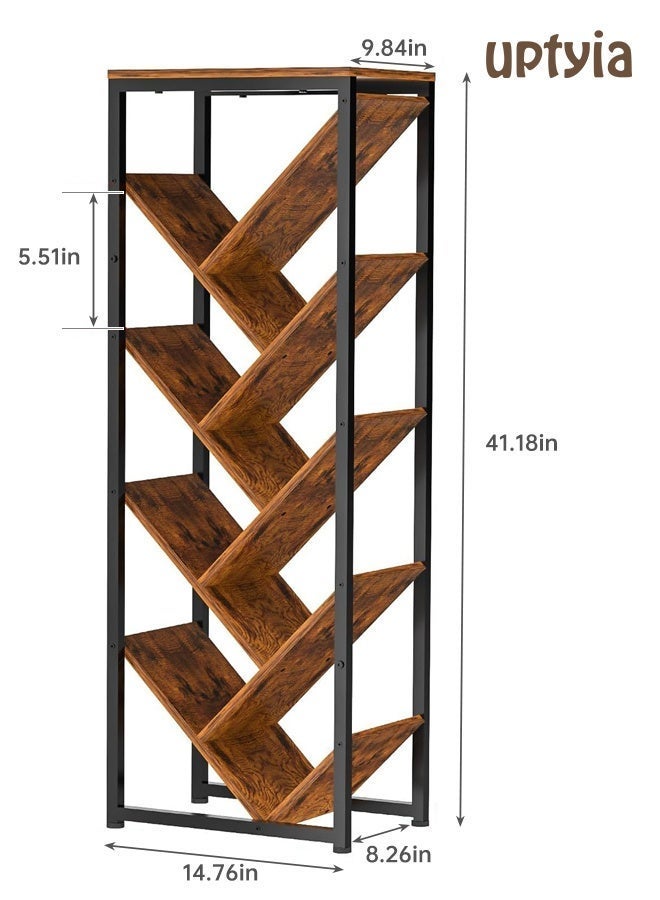 أوبتيا رف كتب على شكل شجرة - منظم تخزين كتب على شكل شجرة مكون من 9 طوابق مع أرجل قابلة للتعديل للكتب ذات الغلاف الصلب، غرفة معيشة عتيقة، بانتظار الحصول على براءة الاختراع - Image 5