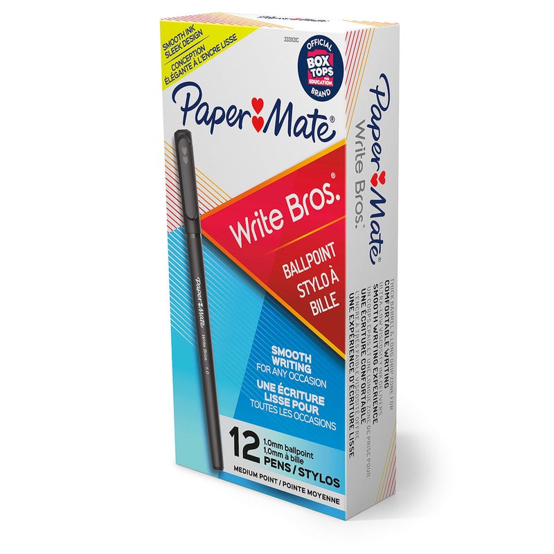 Paper Mate Write Bros Ballpoint Pens, Medium Point (1.0mm), Black, 12 Count - Image 1