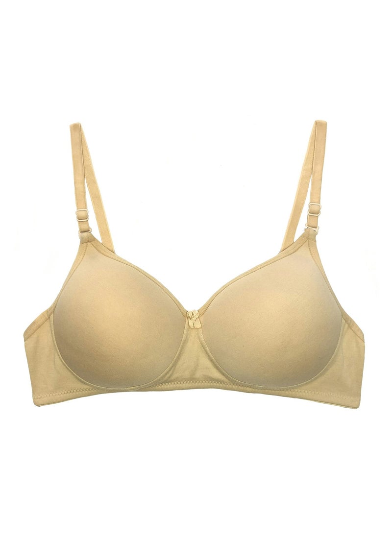Love Bell Women's Everyday Padded Bra - Full Coverage - Premium Cotton - Lovebell Woman Wirefree T-shirt Bra (b, Soothing Beige, 32) - Image 5