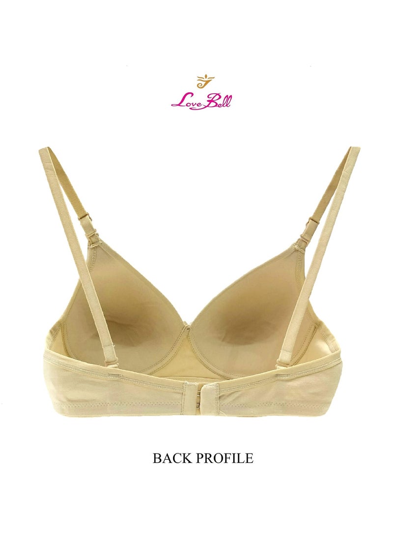 Love Bell Women's Everyday Padded Bra - Full Coverage - Premium Cotton - Lovebell Woman Wirefree T-shirt Bra (b, Soothing Beige, 32) - Image 4