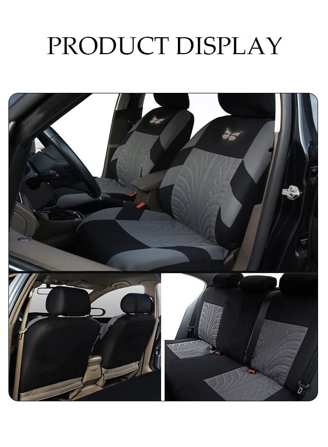 Loquat Grey Car Seat Covers Full Set, Front Bucket Seat Covers with Split Bench Car Seat Cover Set  Full Set Seat Protectors - 9pcs - Image 3