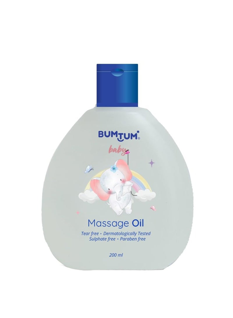 Bumtum Baby Massage Oil Natural For Babies Child Kids All Skin Type Nourishing Sulphates and Parabens Free (Floral Fragrance 200 ML 0-5 Year) - Image 1