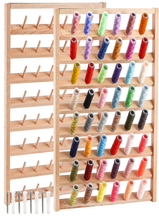 Tosnail Large 2 Pack Wooden Thread Racks, 48 Spools Wall Mount Storage Organizer for Sewing & Embroidery - Image 1