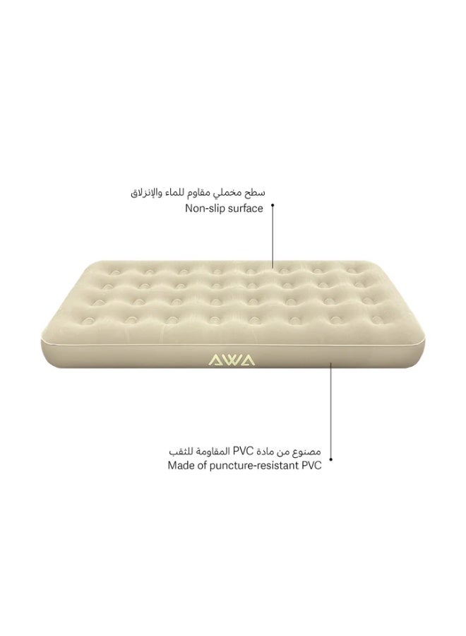 AWA Inflatable Air Mattress with Electric Pump Portable Single Bed Fast Inflation Waterproof & Durable 190x99x25 cm - Image 5