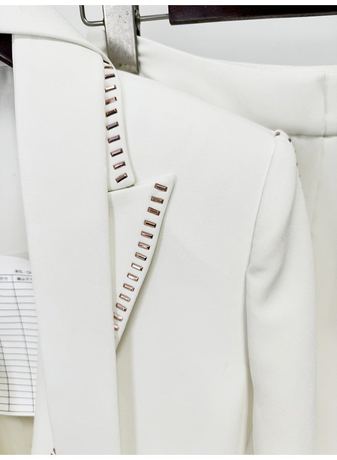 Madam Uniq Bejeweled Scarf Oversized Blazer and Pants Set - 2 Piece Outfit - Image 5