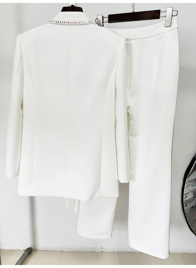 Madam Uniq Bejeweled Scarf Oversized Blazer and Pants Set - 2 Piece Outfit - Image 3