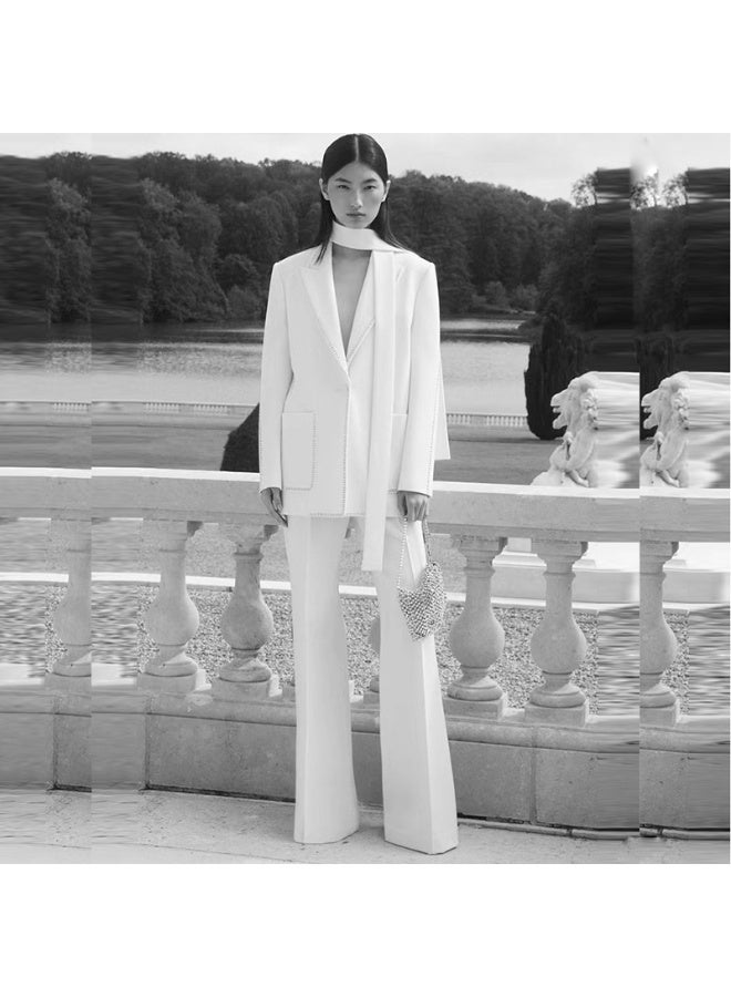 Madam Uniq Bejeweled Scarf Oversized Blazer and Pants Set - 2 Piece Outfit - Image 4