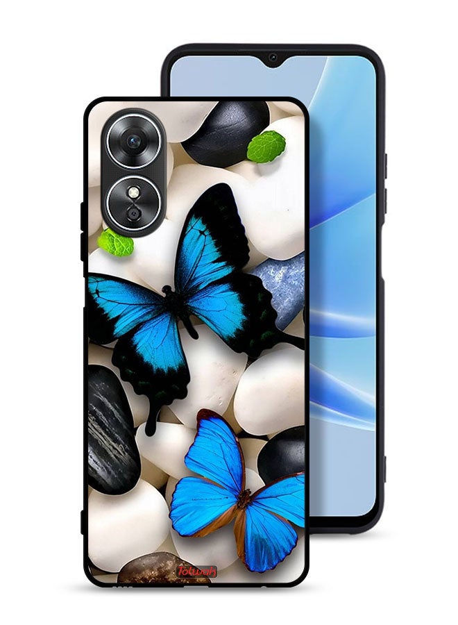 Tolwak Oppo A17 Protective Case Cover Butterflies On Stones - Image 1