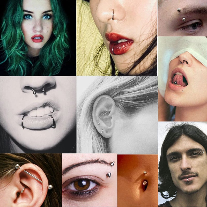 85pcs Body Jewelry Piercing Lot Stainless Steel Nose Horseshoe Lip Tongue Eyebrow Tragus Body Piercing Navel Belly Ring Barbells - Image 3