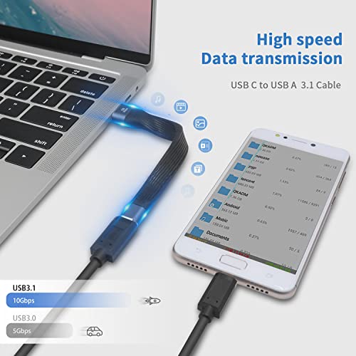 Poyiccot USB C Female to USB A Male Cable, Soft & Flexible Flat Short Type A to Type C Cable Compatible with Galaxy, MacBook, Phone, Laptop - Image 3