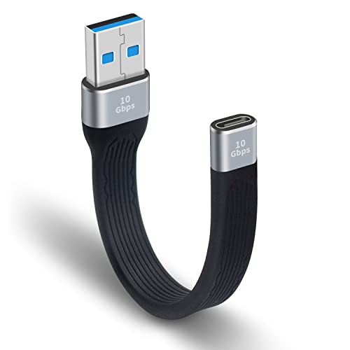 Poyiccot USB C Female to USB A Male Cable, Soft & Flexible Flat Short Type A to Type C Cable Compatible with Galaxy, MacBook, Phone, Laptop - Image 1
