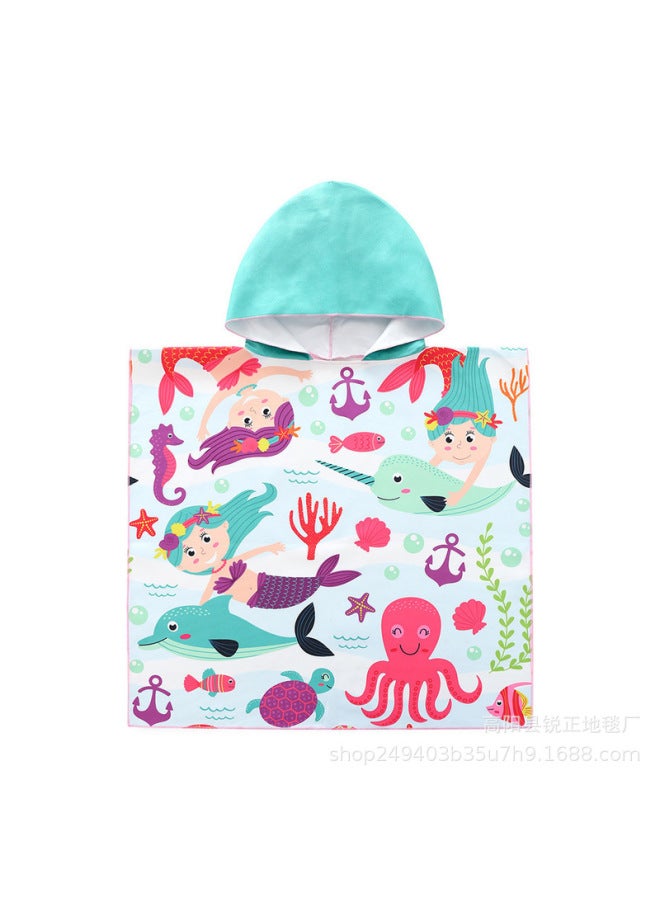 SHARP Children's Bath Towel Cape Cute Cartoon Print Soft Thickened Quick-drying Wearable Beach Towel - Image 1