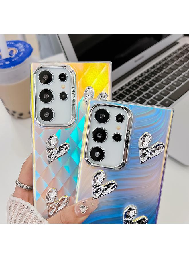 S-TOP Case For Samsung Galaxy S24 5G Electroplating 4-Heart Laser Texture TPU Phone Case - Image 5