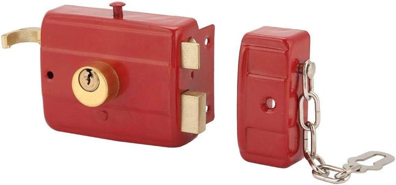 كلاراكو قفل أمان Nightlatch عالي التحمل مزود بمسامير ميتة مع مفاتيح للباب الأمامي، قفل حافة مزلاج ميتة أحمر معلق - Image 4