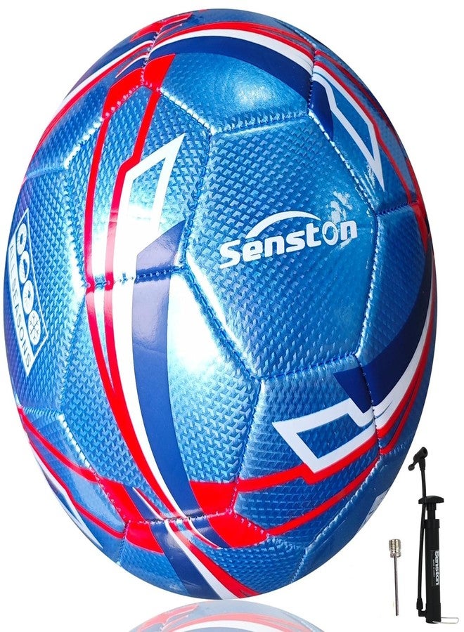 Senston Size 5 Football for Adults Youth Kids | Training & Match Soccer Ball | Durable PU Leather | Includes Air Pump - Image 1