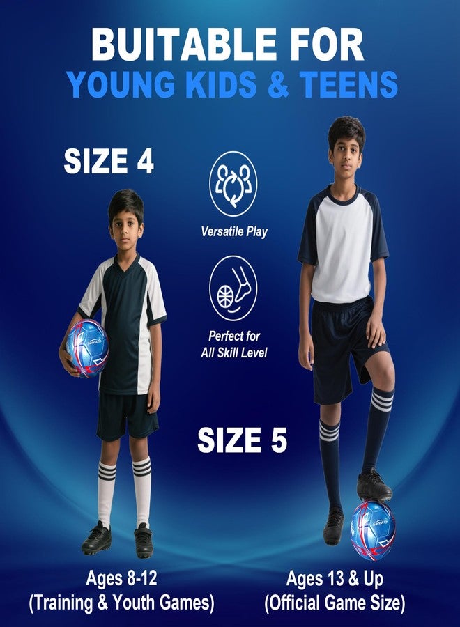 Senston Size 5 Football for Adults Youth Kids | Training & Match Soccer Ball | Durable PU Leather | Includes Air Pump - Image 3