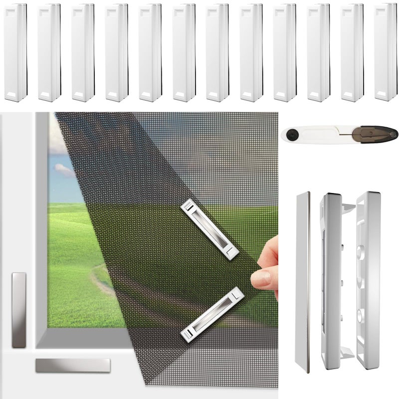 Magnetic Screen Door/Window (Fits 149×129cm Windows): Adjustable, fine-mesh fiberglass screen with 12 innovative magnets. Gray - Image 1
