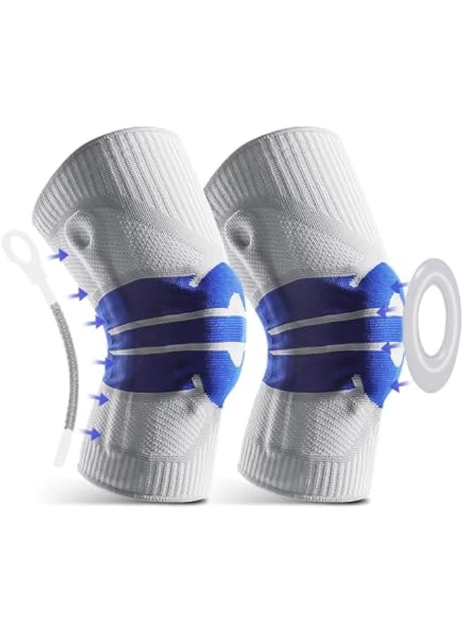 HOOKOR 2Pack Silicone Shock Absorption Sports Knee Pads, Soft Breathable Knee Pads for Fitness Running Basketball, Breathable Knee Support Enhance Knee Stability, Knee Strap Relieve Knee Stress (L) - Image 1